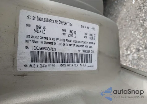 1999 Chrysler Cirrus Lxi z USA, uszkodzony, nr VIN 1C3EJ56H0XN667178